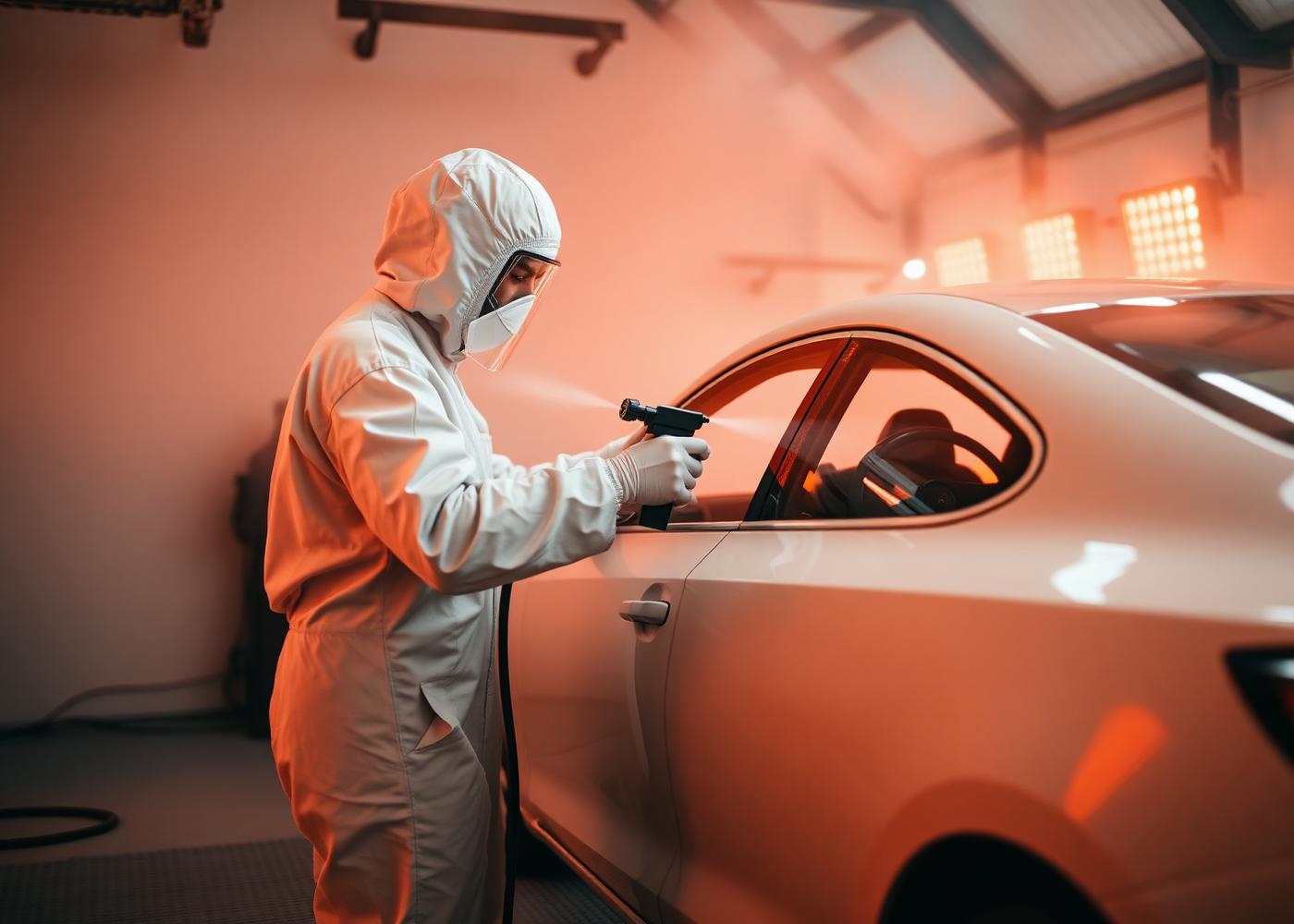 Lackierer bei der Arbeit in der SH GlanzWerk Lackierkabine